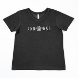 Paw Print Moon Acid Wash V-Neck Tee - Aaria Tees Aaria Tees