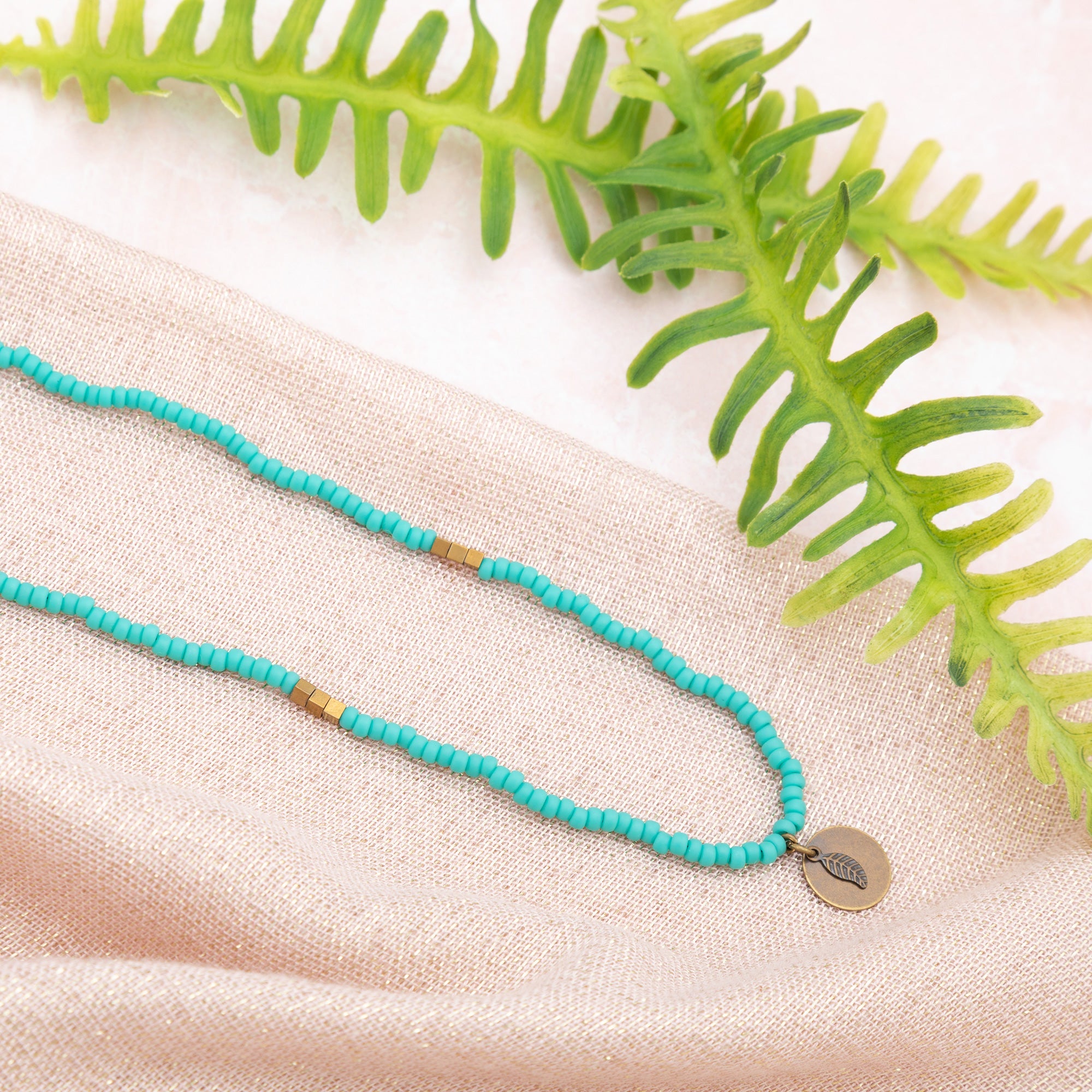 Iraqi Leaf Charm Beaded Necklace - Aaria Tees Aaria Tees