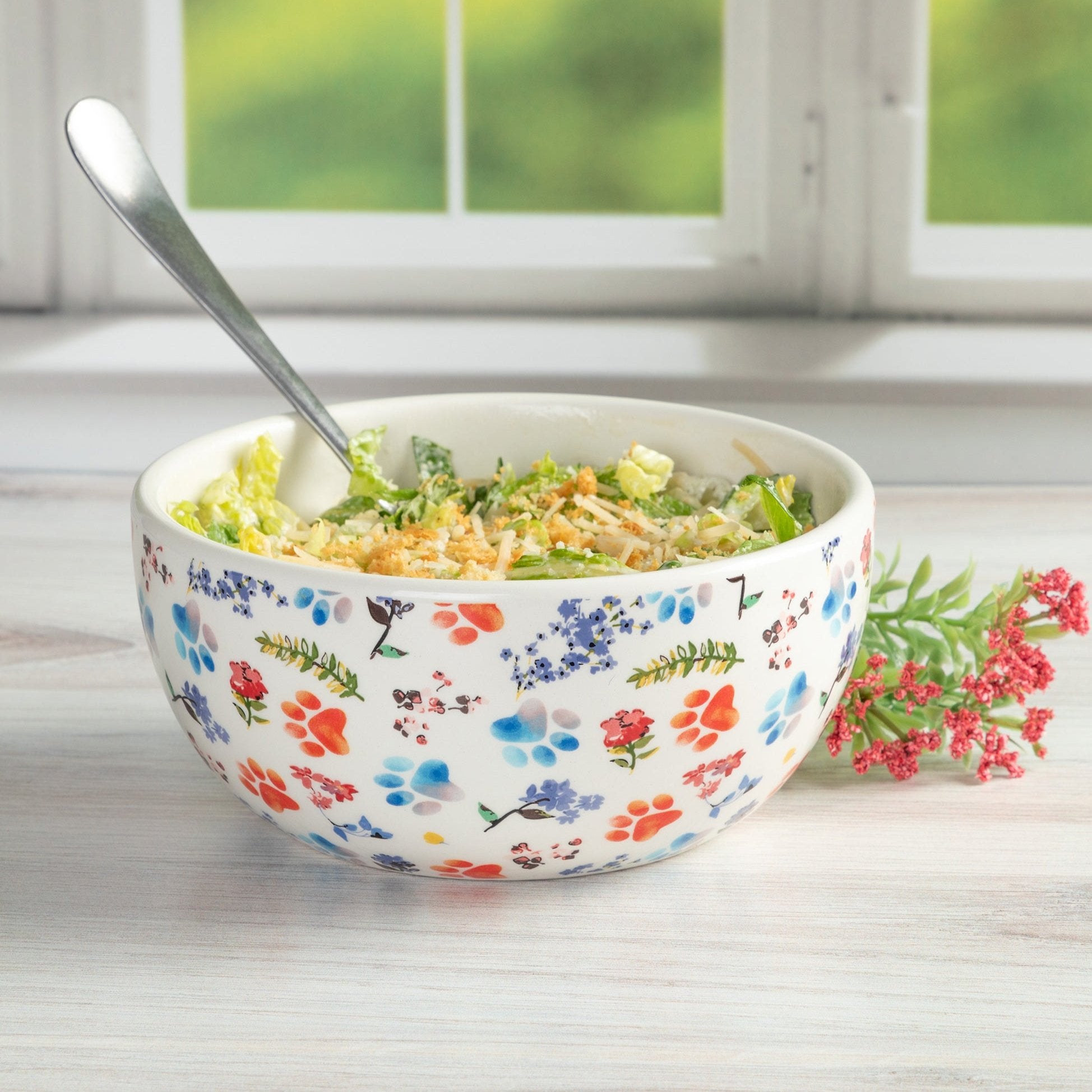 Ceramic Paw Lover Soup or Salad Bowl - Set of 4 - Aaria Tees Aaria Tees