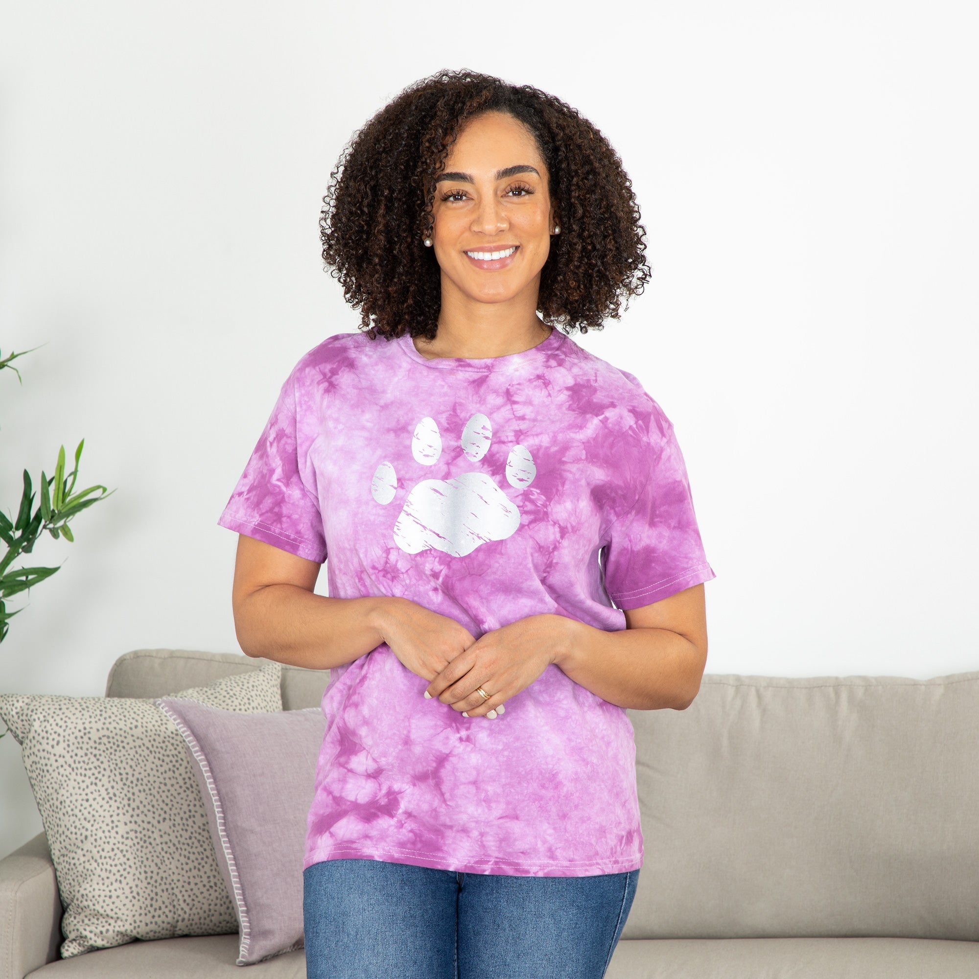 Paw Print Boysenberry Tie-Dye T-Shirt - Aaria Tees Aaria Tees