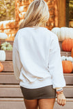 White Terry Halloween Pumpkin Patched Pattern Pullover Sweatshirt - Aaria Tees Aaria Tees