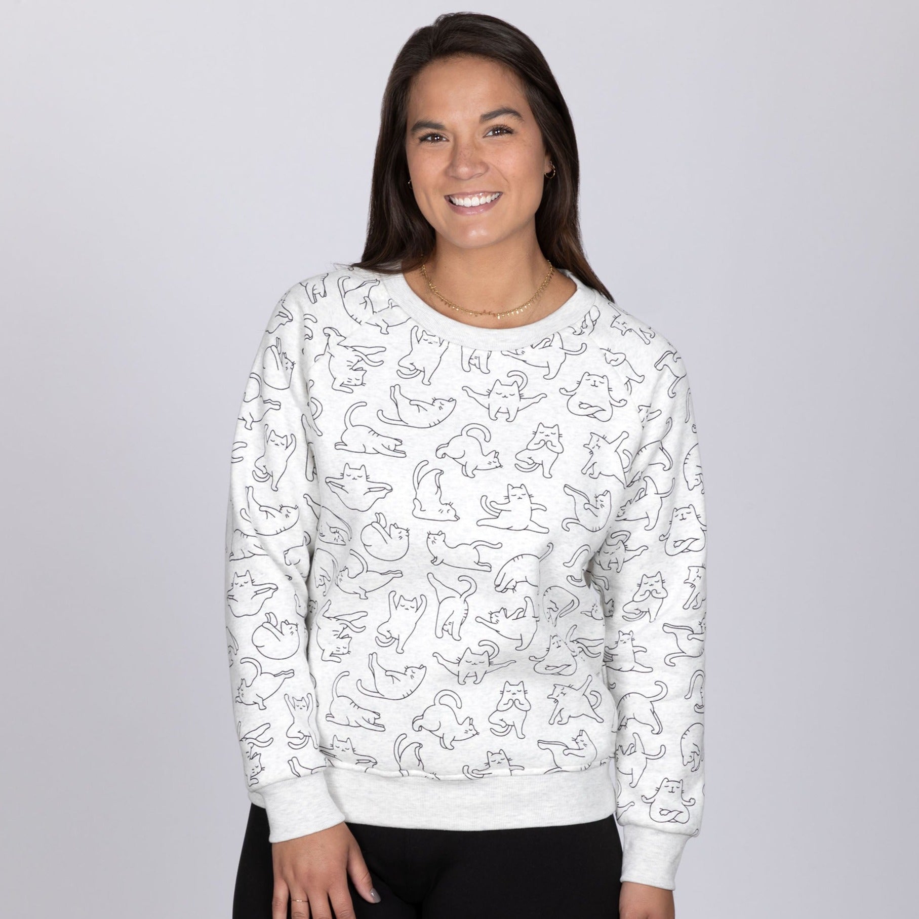 Cat Yoga Crew Sweatshirt - Aaria Tees Aaria Tees