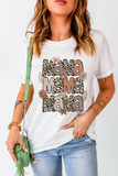 White Floral Leopard MaMa Graphic Mothers Day T Shirt Aaria Tees