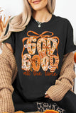 Black GOD IS GOOD Thanksgiving Theme Print Custom Graphic Tee Aaria Tees