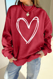 Racing Red Valentines Day Heart Love Script Reversible Printed Double Wear Mock Neck Sweatshirt - Aaria Tees Aaria Tees