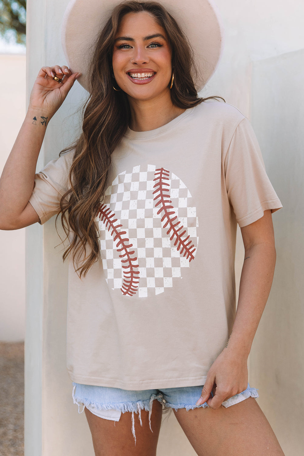 Checkered Baseball Graphic Tee - Aaria Tees Aaria Tees