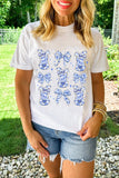 White Bowknot Bunny Graphic Easter Fashion T Shirt Aaria Tees