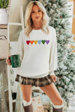 White Chenille Graphic Drop Shoulder Holiday Sweater - Aaria Tees Aaria Tees