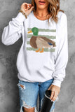 White Western Duck Graphic Casual Pullover Sweatshirt Aaria Tees