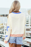 Beige BASEBALL SEASON Graphic Star Patched Game Day Sweatshirt Aaria Tees