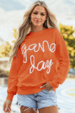 Dark Blue Tinsel Game Day Drop Shoulder Graphic Sweatshirt Aaria Tees