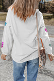 White Valentines Slogan Heart Sequin Corded Baggy Sweatshirt - Aaria Tees Aaria Tees