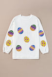 White Easter Egg Corded Oversized Sweatshirt Aaria Tees