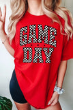 Red Checkered Game Day Graphic T Shirt Aaria Tees