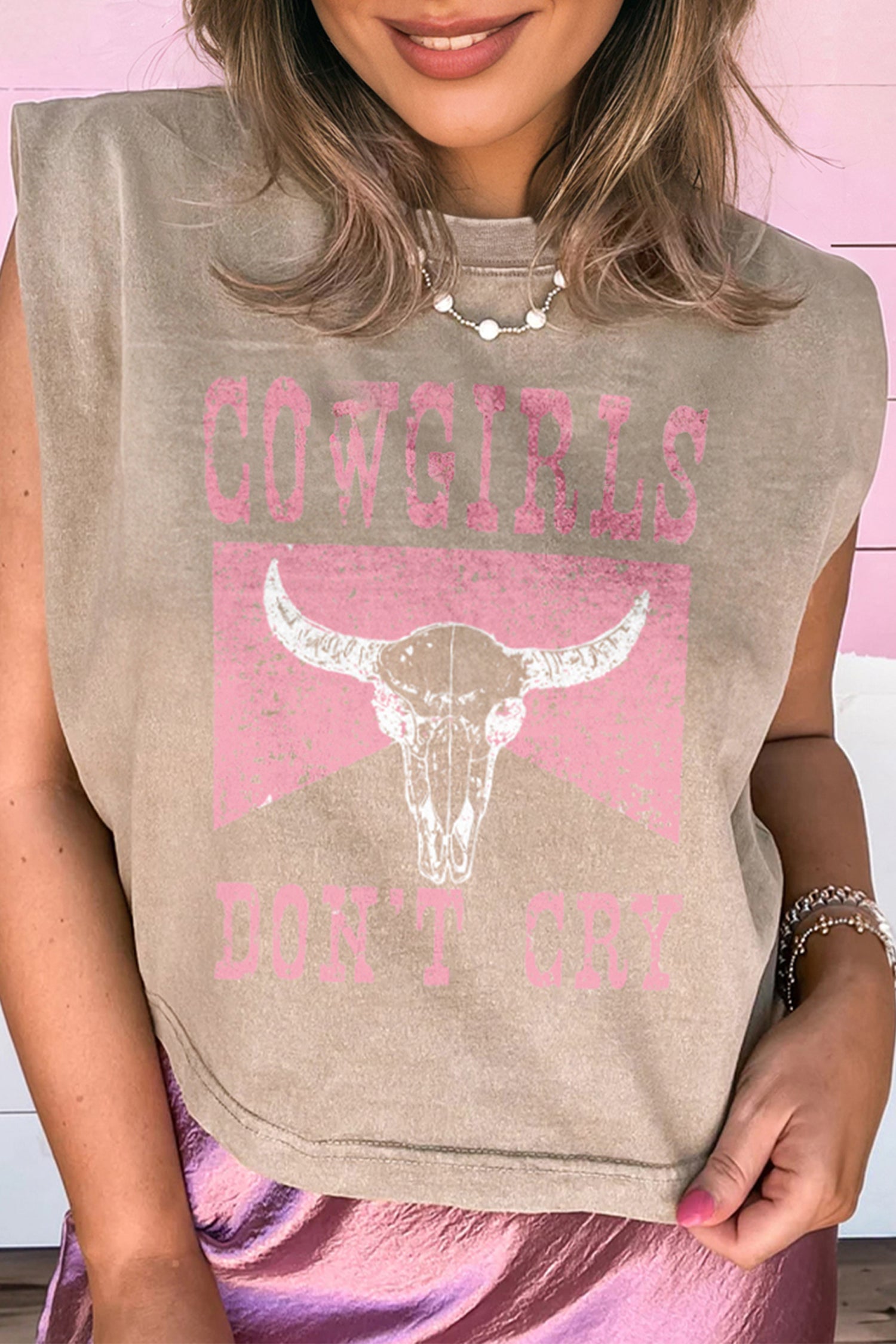 Sleet Cowboy & Beer Western Graphic Mineral Wash Tank Top - Aaria Tees Aaria Tees