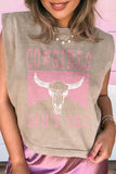 Sleet Cowboy & Beer Western Graphic Mineral Wash Tank Top - Aaria Tees Aaria Tees