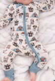 Camp Paws (Convertible Zip Footies) - Blue - Aaria Tees Aaria Tees