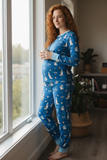Hanukkah Pets (Women's Long Sleeve PJ) - Blue - Aaria Tees Aaria Tees