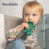 Dibly - Green - Baltic Amber & Natural Rubber Dinosaur Teether with Toothbrush Tail - Aaria Tees Aaria Tees