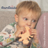 Dibly - Pink - Baltic Amber & Natural Rubber Dinosaur Teether with Toothbrush Tail - Aaria Tees Aaria Tees