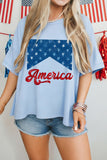 Myosotis America Fashion Print Relaxed T Shirt - Aaria Tees Aaria Tees