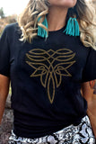 Black Rhinestone Western Pattern Cotton Blend Graphic T Shirt Aaria Tees