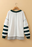 White Stripe Bowknot Patched Pattern Contrast Stitching Pullover Trendy Sweatshirt Aaria Tees