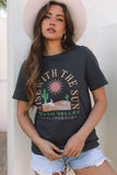 Dark Grey RISE WITH THE SUN Western Fashion Graphic Tee - Aaria Tees Aaria Tees