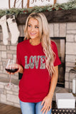 Red Sequined LOVE Letter Valentines T-shirt Aaria Tees