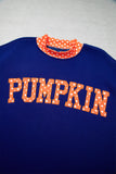 Sail Blue Polka Dot Letter Print Contrast Trim Mock Neck Sweatshirt Aaria Tees