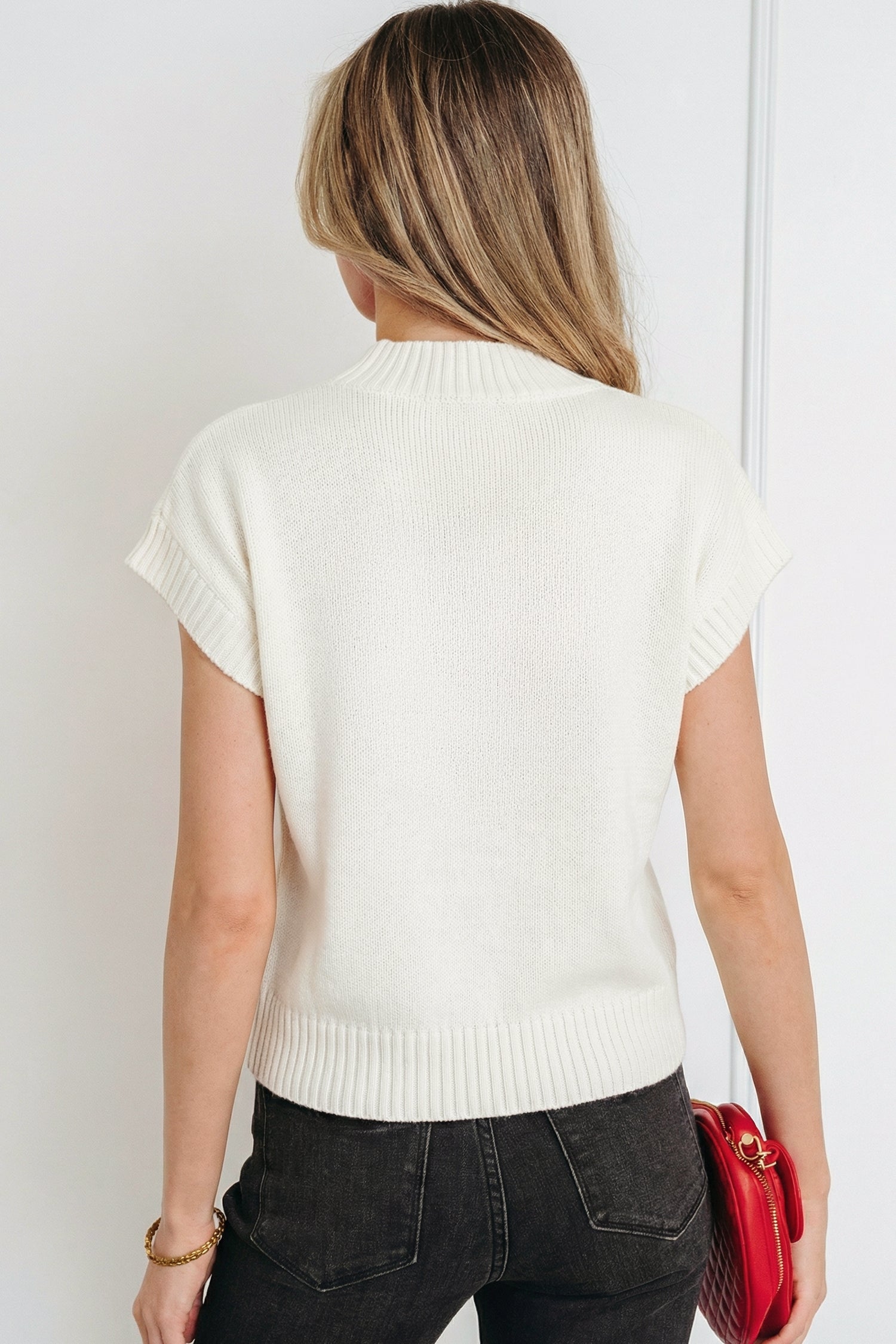 Fiery Red Valentine Heart Graphic Cropped Short Sleeve Sweater - Aaria Tees Aaria Tees