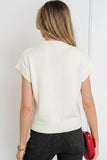 Fiery Red Valentine Heart Graphic Cropped Short Sleeve Sweater - Aaria Tees Aaria Tees