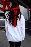 White Diverse Bow Embroidery Drop Shoulder Sweatshirt - Aaria Tees Aaria Tees