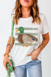 White Western Duck Graffiti Print T-Shirt - Aaria Tees Aaria Tees