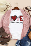 White Valentine LOVE Heart Shape Crew Neck Graphic Tee - Aaria Tees Aaria Tees