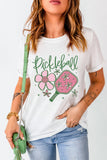 White Pickleball Sweet Flower Printed T Shirt - Aaria Tees Aaria Tees