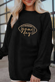 Dark Blue Rugby Game Day Embroidered Corduroy Sweatshirt - Aaria Tees Aaria Tees