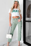 White LUCKY Printed Round Neck St Patricks T Shirt Aaria Tees