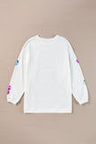 White Valentines Slogan Heart Sequin Corded Baggy Sweatshirt - Aaria Tees Aaria Tees