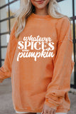 Orange Whatever Spices Your Pumpkin Graphic Corded Pullover Sweatshirt - Aaria Tees Aaria Tees