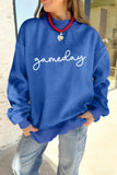 Dark Blue Reversible Gameday Football Graphic Oversized Sweatshirt - Aaria Tees Aaria Tees