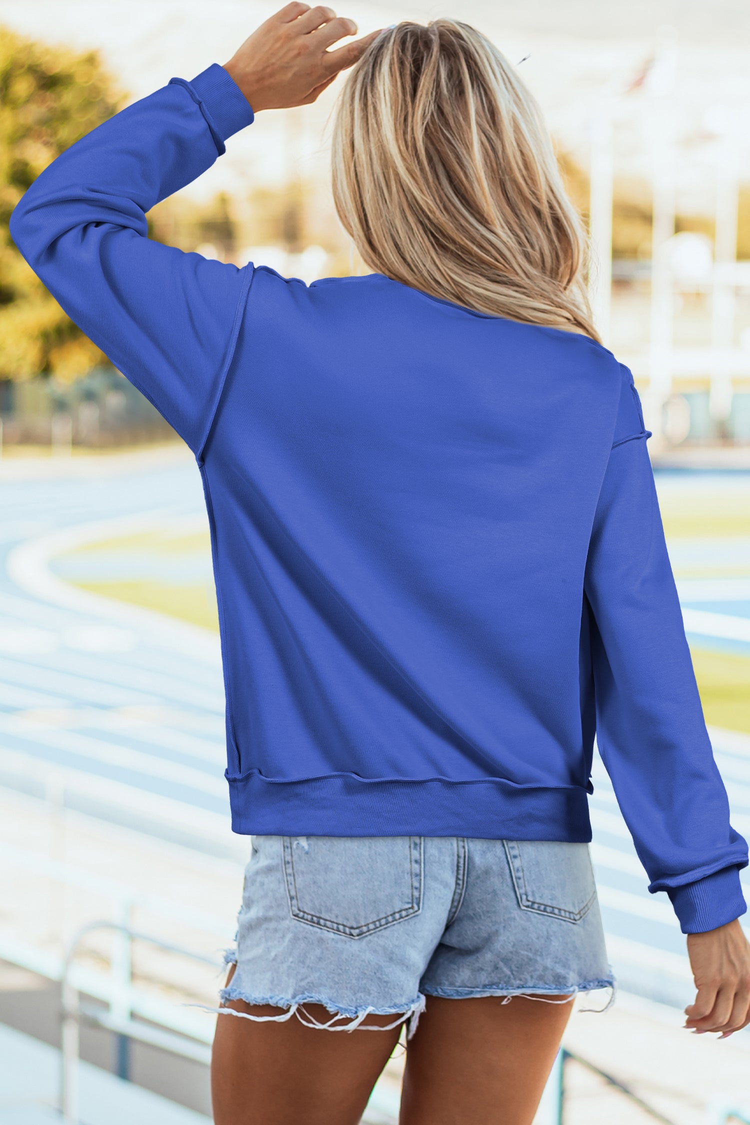Dark Blue KENTUCKY Leopard KY Letter Print Reversible High Neck Sweatshirt - Aaria Tees Aaria Tees