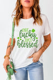 White St Patricks Not Luck Just Blessed Graphic T-shirt - Aaria Tees Aaria Tees