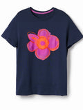Flower Graphic Round Neck T-Shirt Aaria Tees