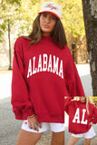 Racing Red ALABAMA/ AL Double Side Printed High Neck Reversible Baggy Sweatshirt - Aaria Tees Aaria Tees