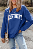 Dark Blue Raised Rib KENTUCKY/ Leopard KY Printed Sweatshirt Aaria Tees