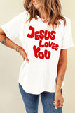 White JESUS LOVES YOU Graphic Tee Aaria Tees