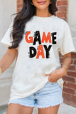 White GAME DAY Funny Letter Printed Casual Tee Aaria Tees