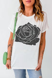 Rose Graphic Round Neck Short Sleeve T-Shirt - Aaria Tees Aaria Tees