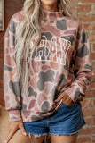 Multicolour Embroidered Slogan Camo Pullover Sweatshirt Aaria Tees